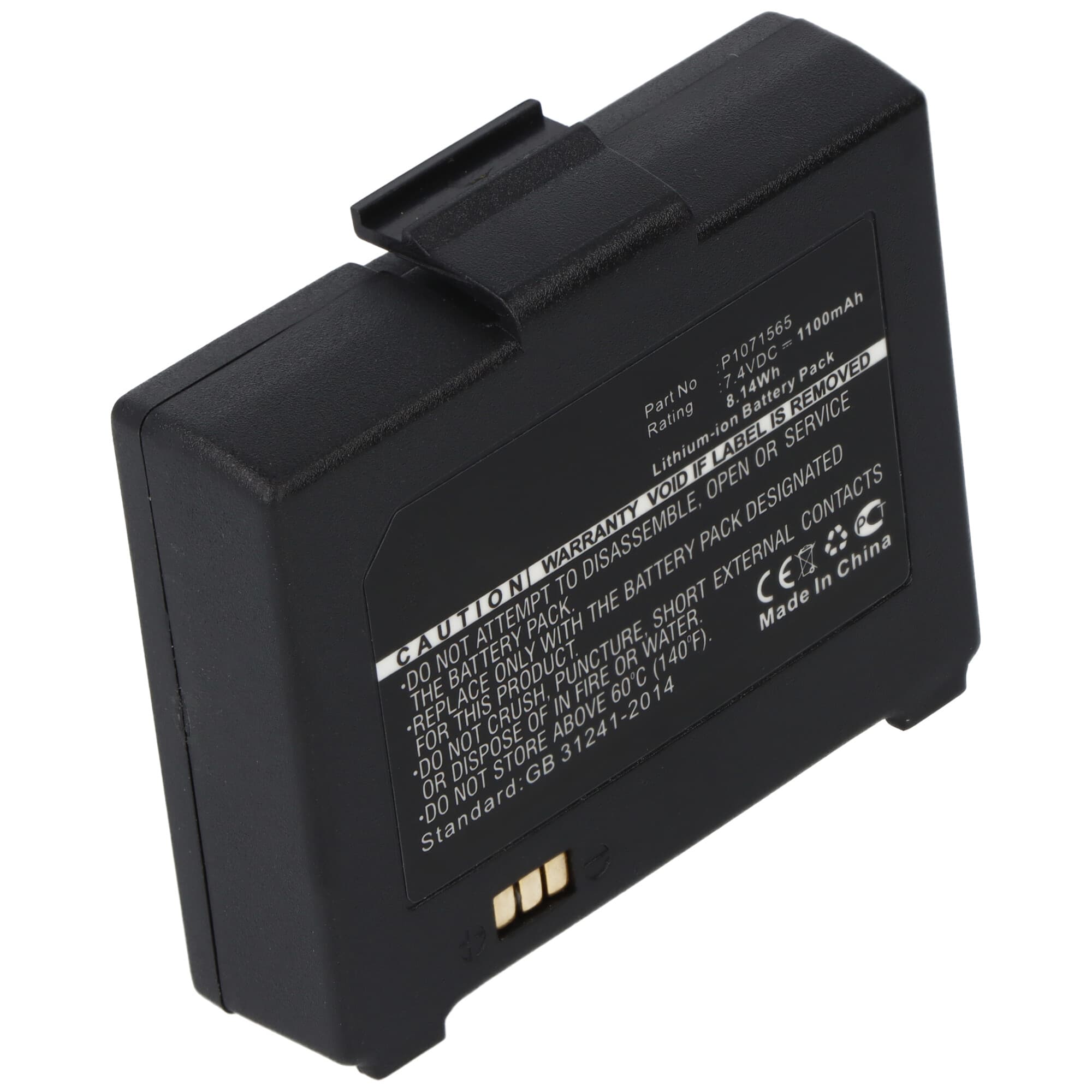 Batterie adaptée entre autres au scanner de codes-barres Zebra ZQ110 1100mAh 7,4V Li-Ion