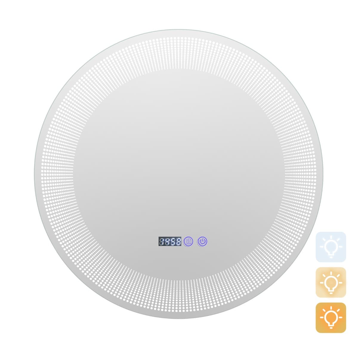 CostwayØ 60 cm Miroir de Salle de Bain avec Motif LED Antibuée 3 Couleurs Fonction Mémoire Affichage Temps Température IP44 Argent