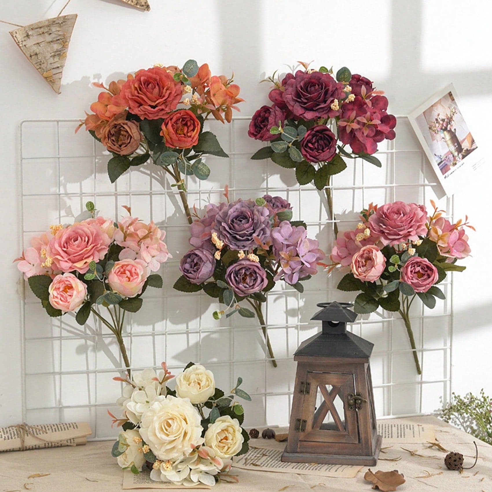 Bouquet de décoration de fleurs artificielles pivoine pour mariage, bouquet de fausses fleurs de mousse de pivoine touchant réel pour mariée ou